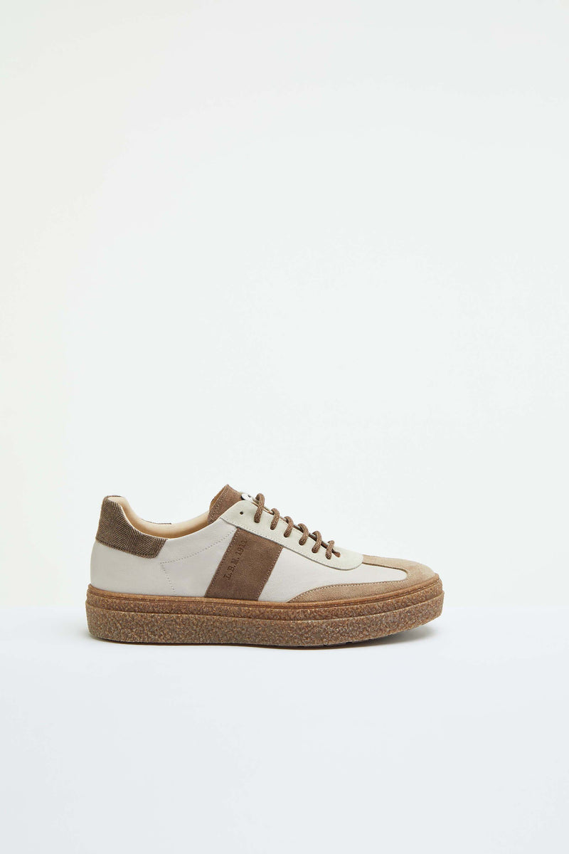 Lubiam Sneaker stringate beige con dettagli in contrasto Sneaker stringate beige con dettagli in contrasto Vendita Calda