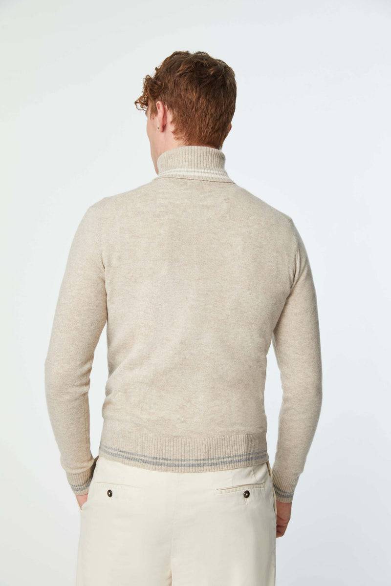 Lubiam Maglia dolcevita con dettagli in contrasto beige Maglia dolcevita con dettagli in contrasto beige Negozi Online