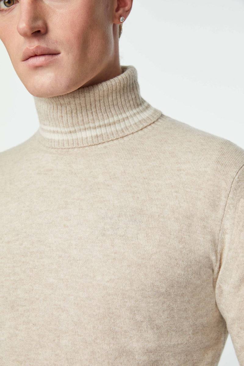 Lubiam Maglia dolcevita con dettagli in contrasto beige Maglia dolcevita con dettagli in contrasto beige Negozi Online