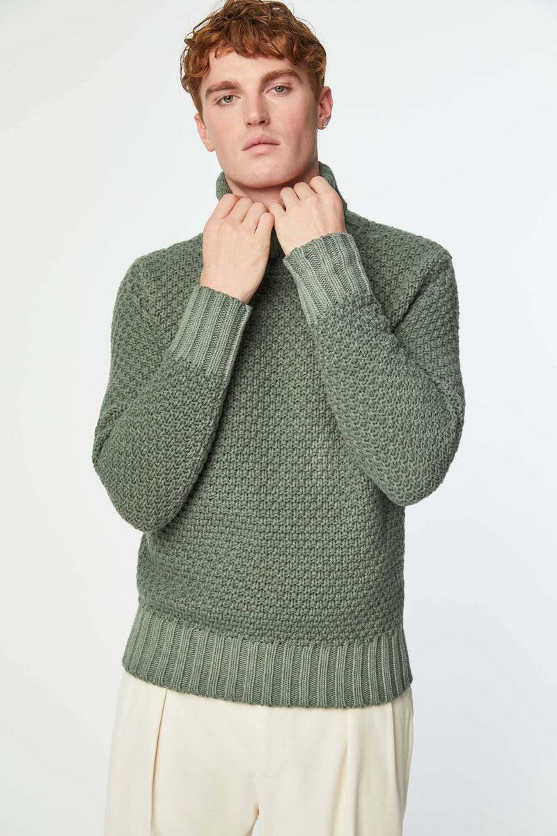 Lubiam Maglia dolcevita lavorata verde Maglia dolcevita lavorata verde Offerta