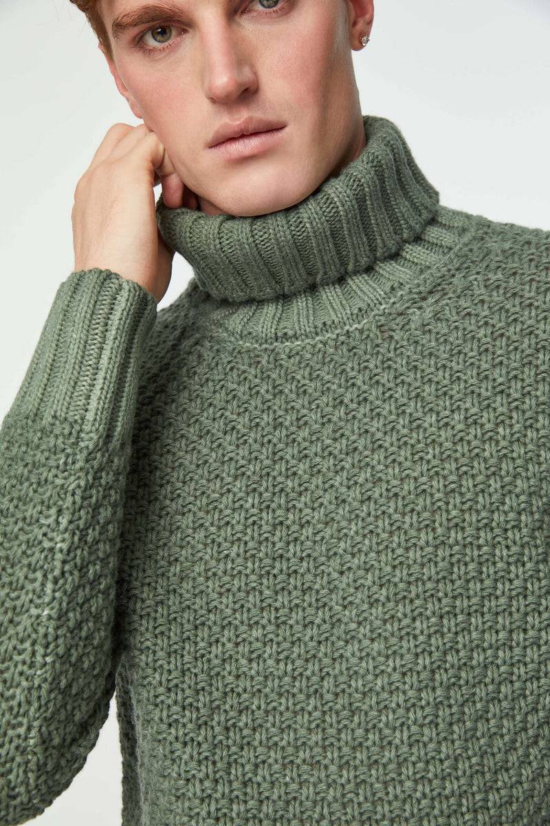 Lubiam Maglia dolcevita lavorata verde Maglia dolcevita lavorata verde Offerta
