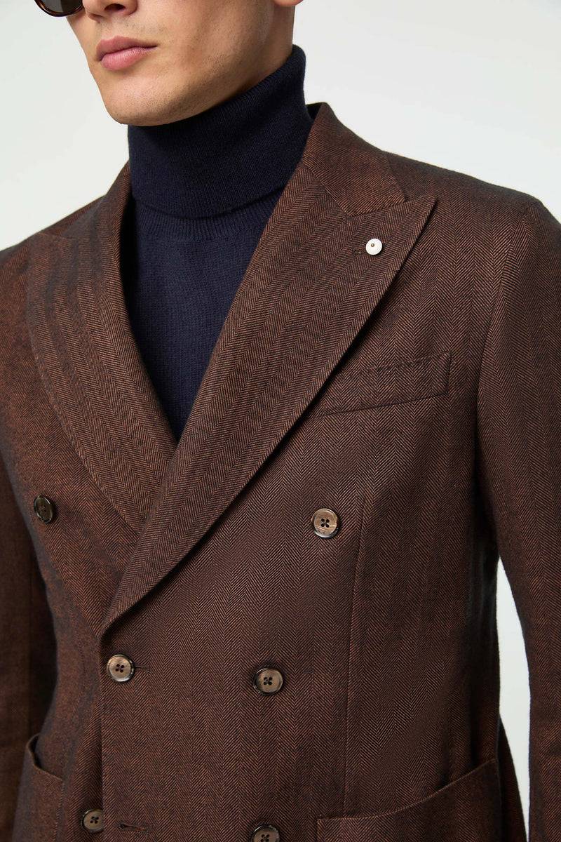Lubiam Giacca TOM doppiopetto lavata marrone Giacca TOM doppiopetto lavata marrone 50% di sconto con spedizione gratuita