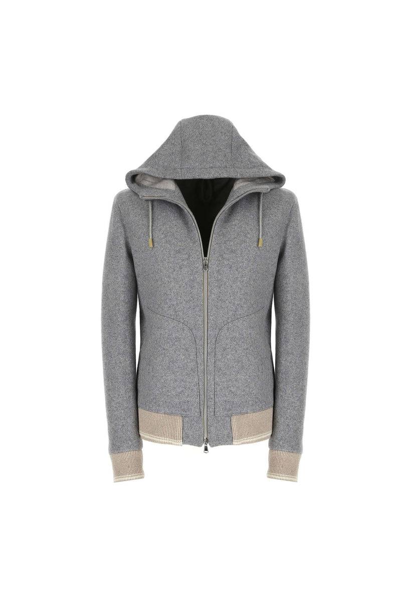 Lubiam Felpa con zip grigia con dettagli in contrasto Felpa con zip grigia con dettagli in contrasto In Vendita