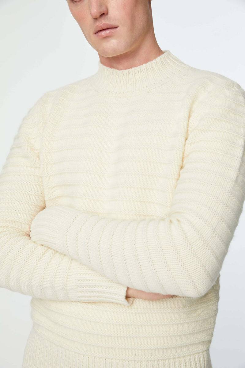Lubiam Maglia dolcevita lavorata bianco latte Maglia dolcevita lavorata bianco latte Vendite stagionali