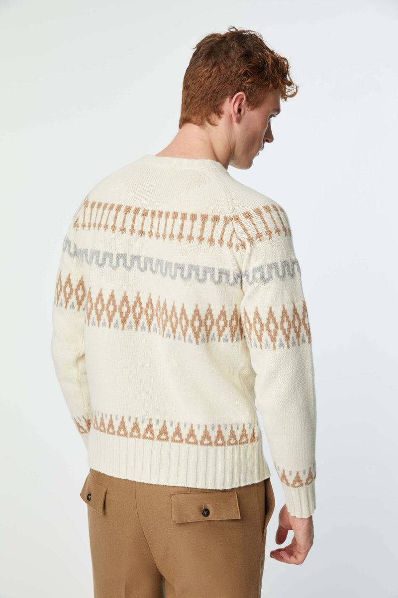 Lubiam Maglia girocollo disegno norvegese avorio Maglia girocollo disegno norvegese avorio Offerta per la Festa della Mamma