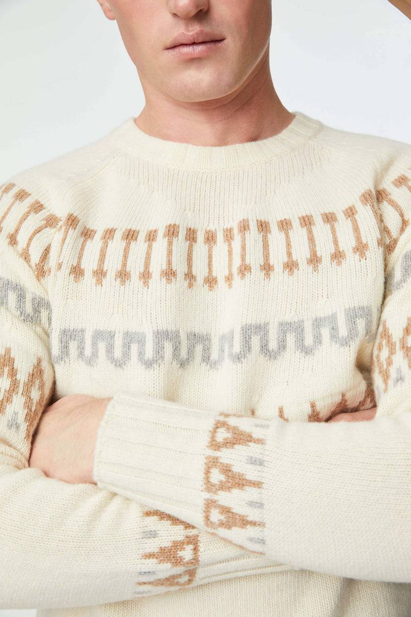 Lubiam Maglia girocollo disegno norvegese avorio Maglia girocollo disegno norvegese avorio Offerta per la Festa della Mamma