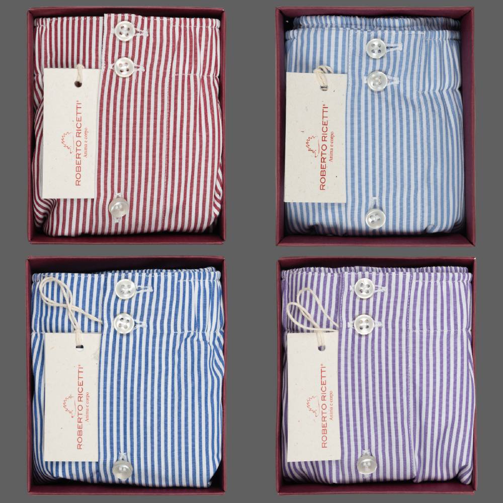Roberto Ricetti SET "STRIPE" - BOXER SUPPORT DB1 - SIZE 48 Prezzo Ridotto