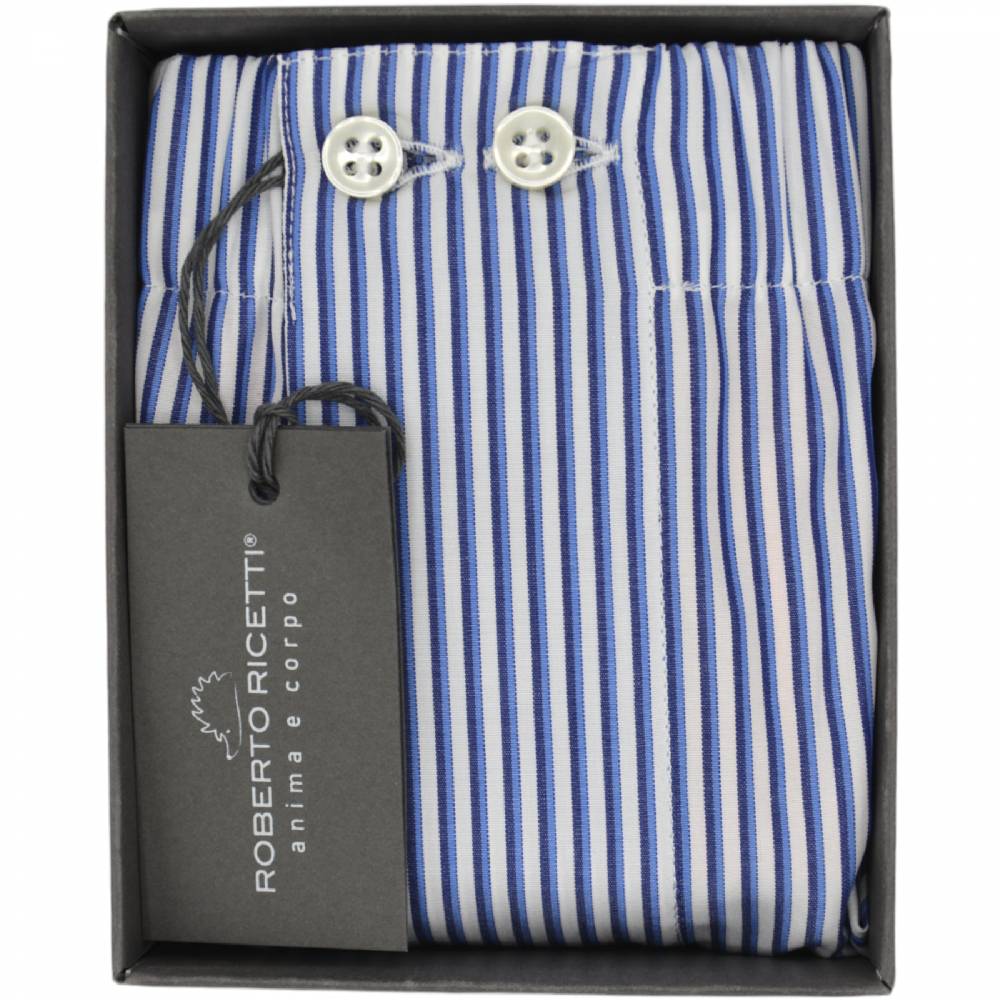 Roberto Ricetti BOXER UOMO CLASSIC - BIANCO RIGA BLU E NERA Sottocosto