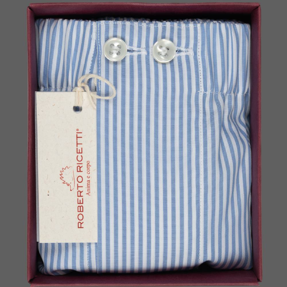 Roberto Ricetti BOXER UOMO CLASSIC - BASIC - CONTINUATIVO - RIGA AZZURRA Economico