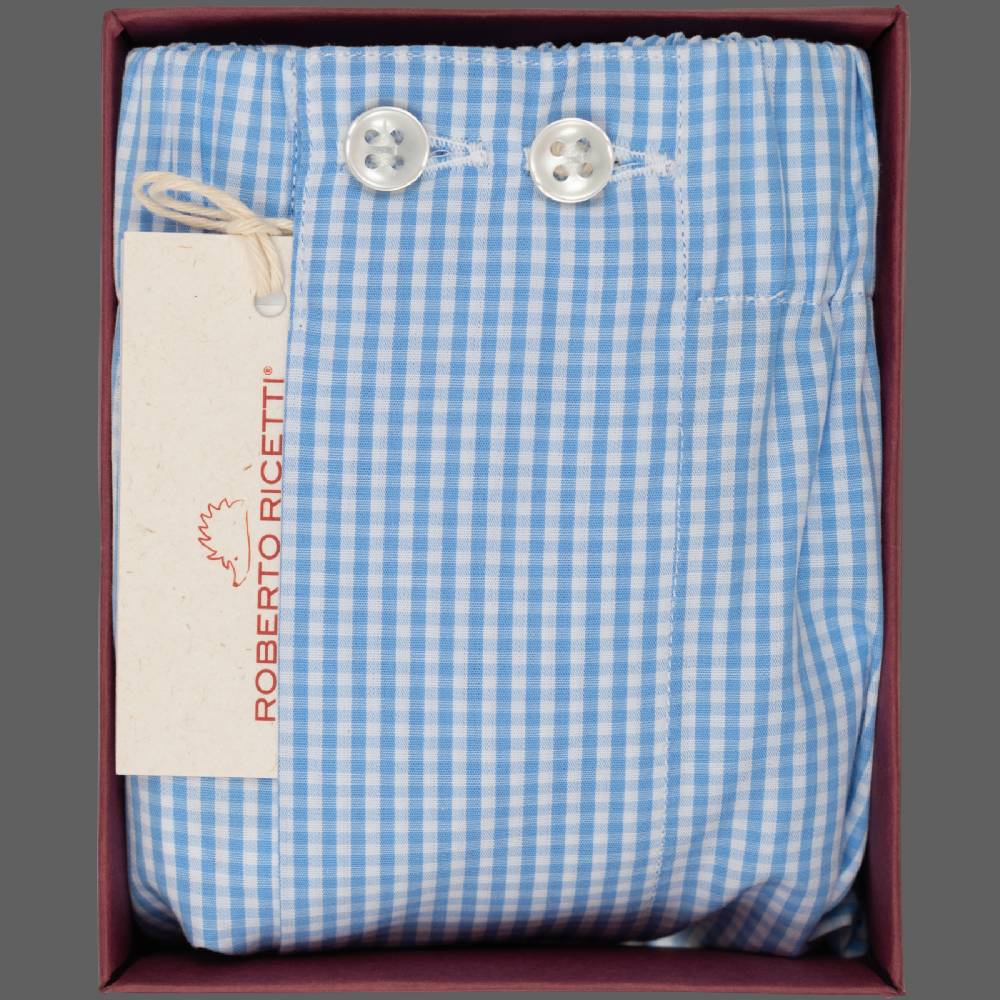 Roberto Ricetti BOXER UOMO CLASSIC - BASIC - CONTINUATIVO - VICHY AZZURRO Saldi