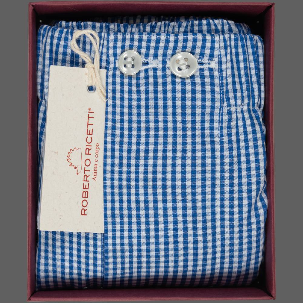 Roberto Ricetti BOXER UOMO CLASSIC - BASIC - CONTINUATIVO - VICHY BLU Hotsell