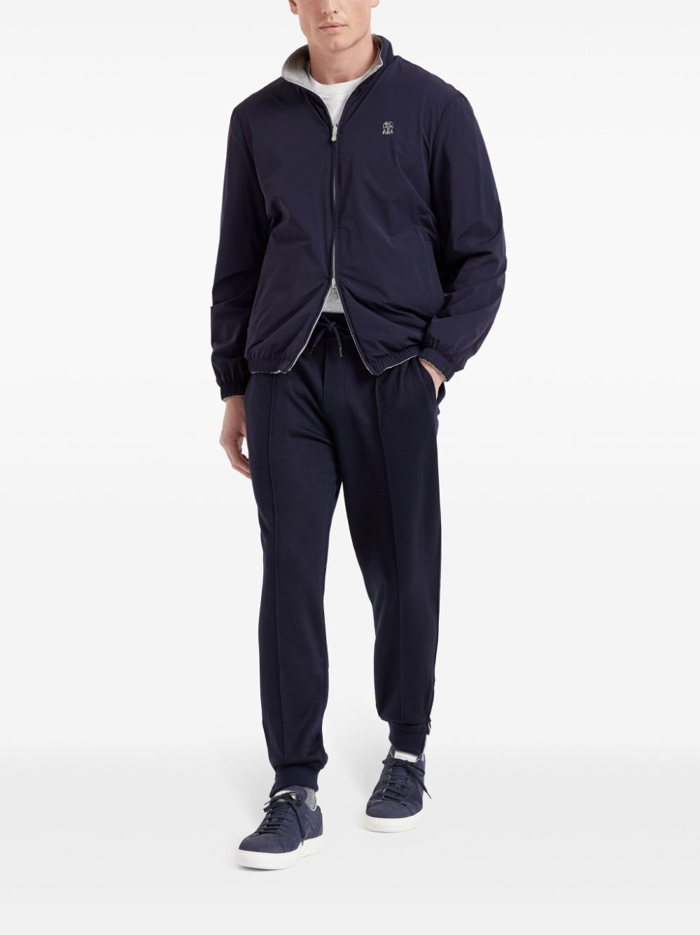 Brunello cucinelli Pants With Crête Detail And Elasticated Zipper Cuffs Offerta