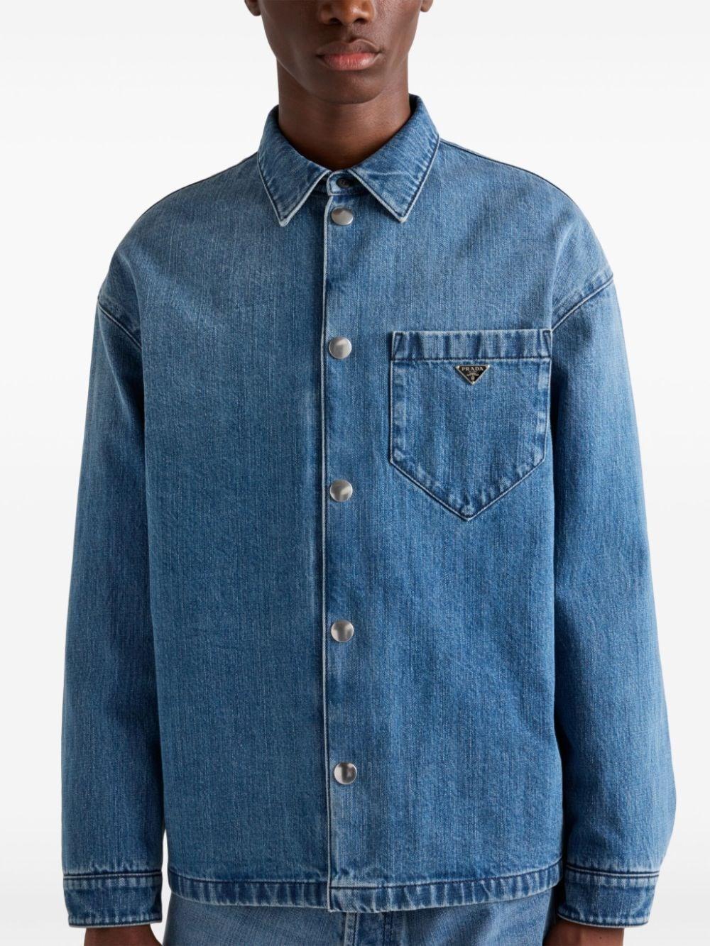 Prada Denim Shirt Saldi Di Fabbrica