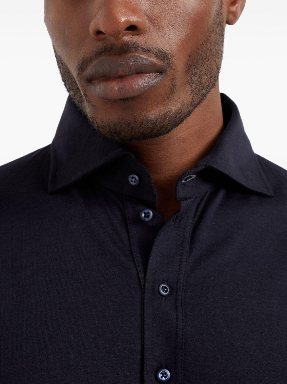 Brunello cucinelli Long Sleeve Polo With Shirt-Style Collar Saldi Di Fabbrica