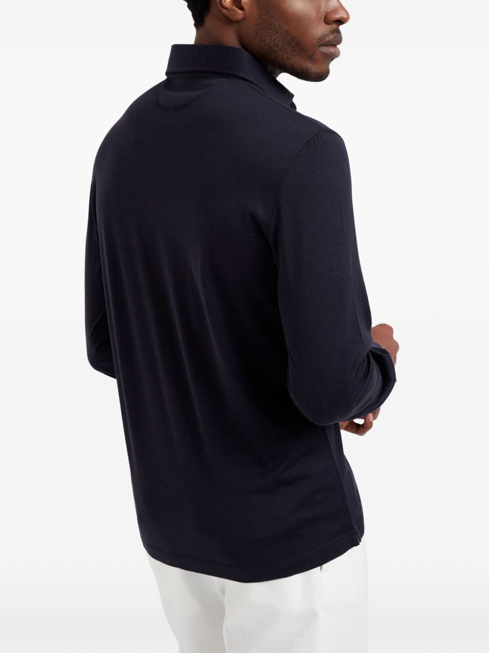 Brunello cucinelli Long Sleeve Polo With Shirt-Style Collar Saldi Di Fabbrica