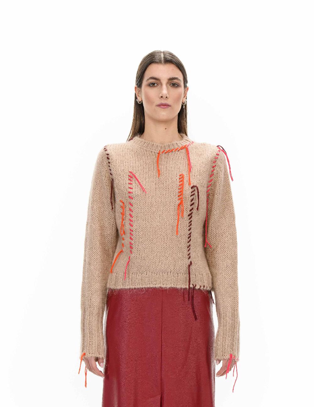 ROSÈ A POIS DRUSILLLA Maglione con ricami colorati Vendita Economica