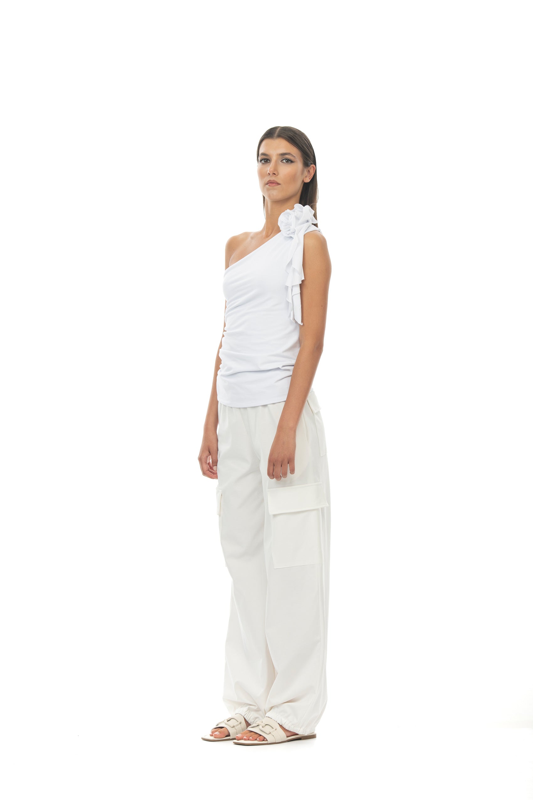 ROSÈ A POIS Pippo Pantalone Bianco Saldi Di Fabbrica