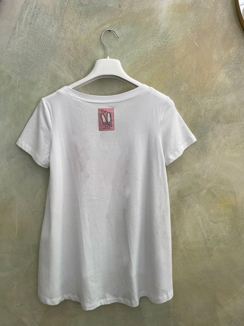 ROSÈ A POIS Dama T-shirt Nuovo
