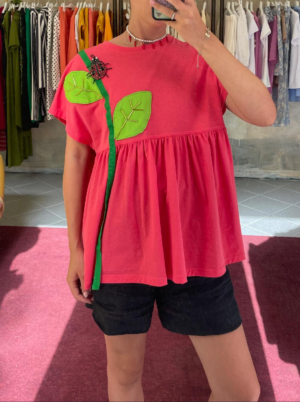 ROSÈ A POIS Fogliolina T-shirt Consegna Veloce