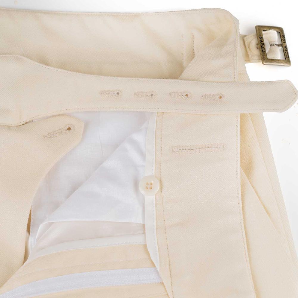 ﻿Rubinacci Vintage archive pantalone Manny in lana e cotone bianco Spedizione Gratuita