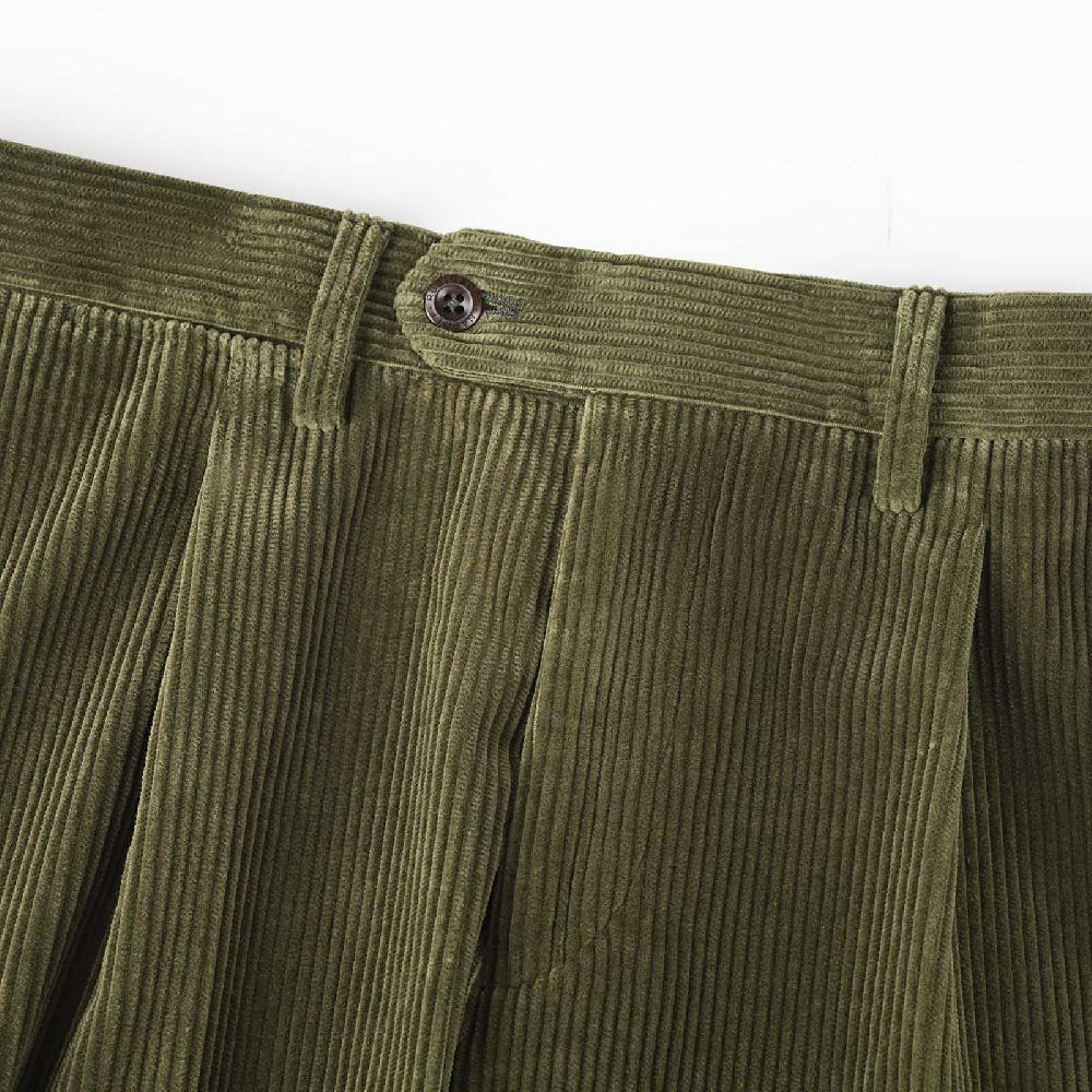 Rubinacci Vintage archive pantalone velluto a coste con pinces verde Promozione Limitata