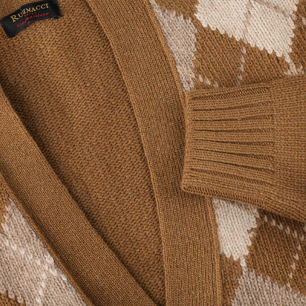 Rubinacci Vintage archive cardigan a rombi in lana tabacco Convenienza
