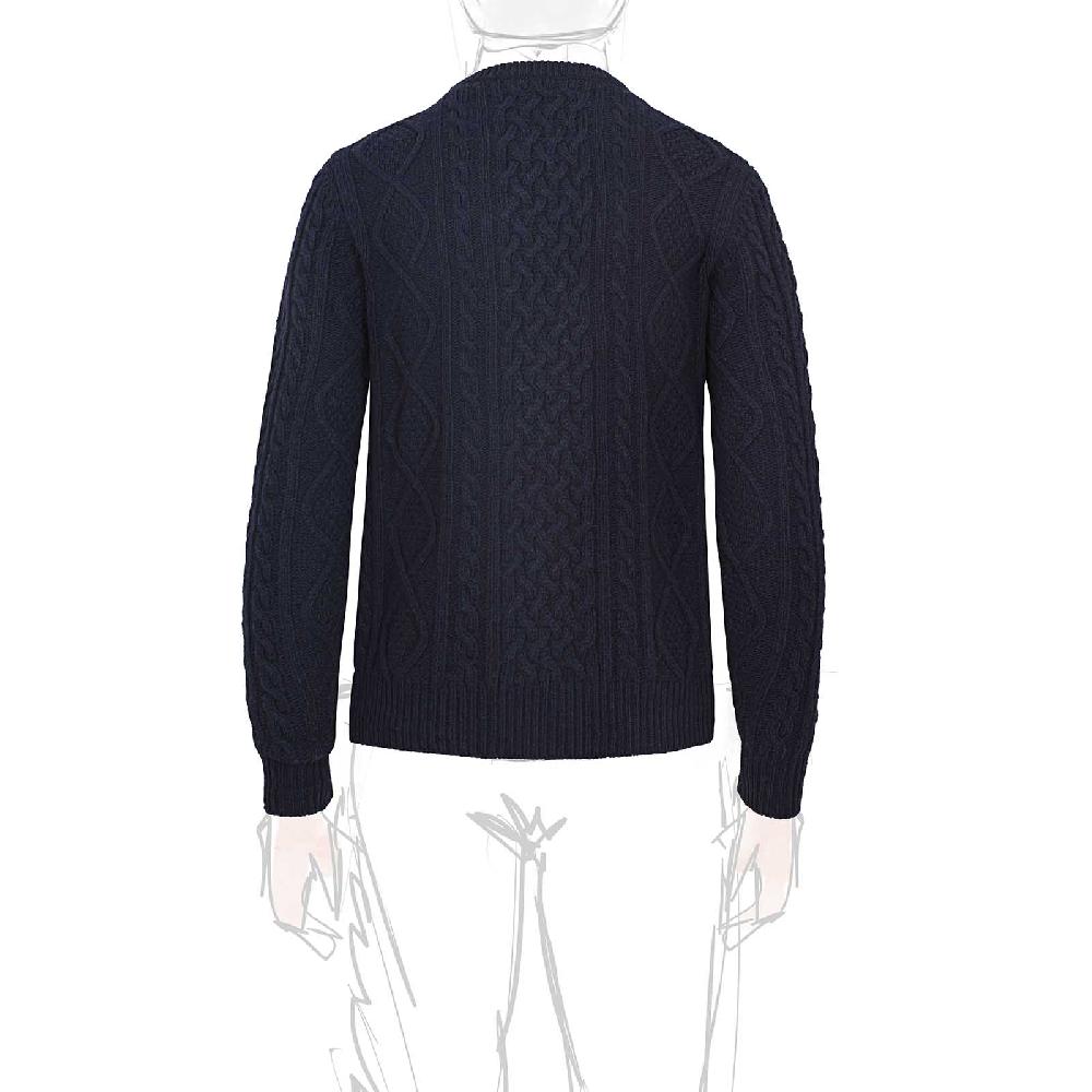 Rubinacci Vintage archive girocollo con trecce in lana blu Novità