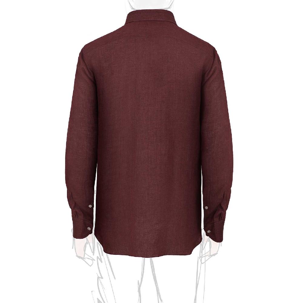 Rubinacci Vintage archive camicia in lino bordeaux In Vendita