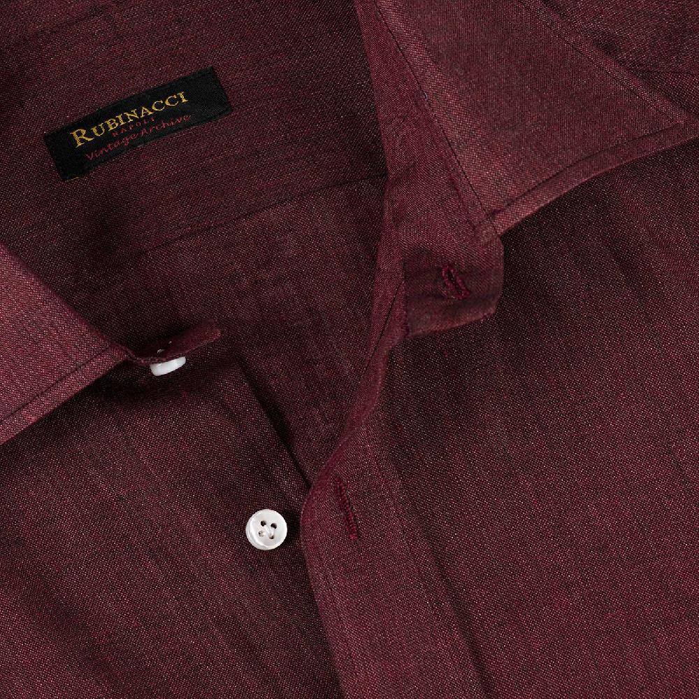Rubinacci Vintage archive camicia in lino bordeaux In Vendita