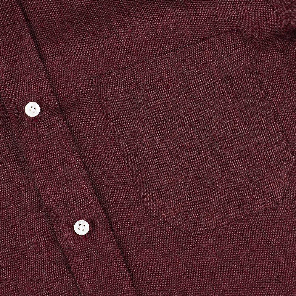 Rubinacci Vintage archive camicia in lino bordeaux In Vendita