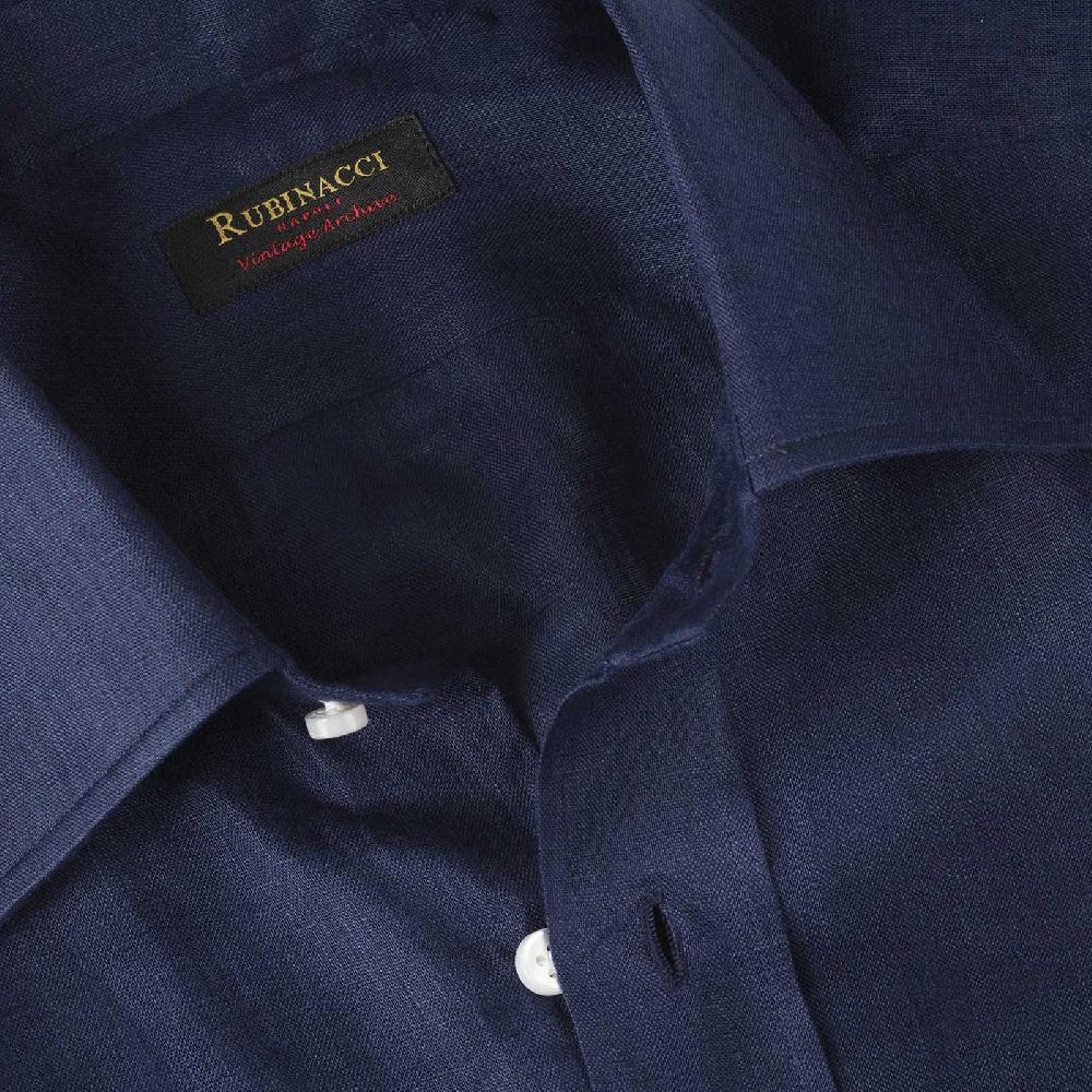 Rubinacci Vintage archive camicia in lino blu Esporta salva