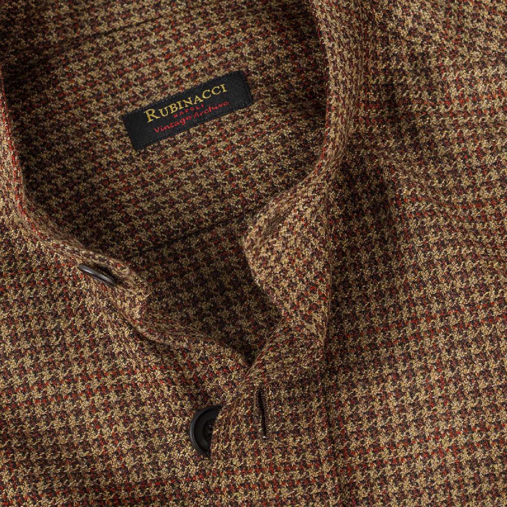 Rubinacci Vintage archive sahariana guru in pied de poule di cashmere nocciola Italy