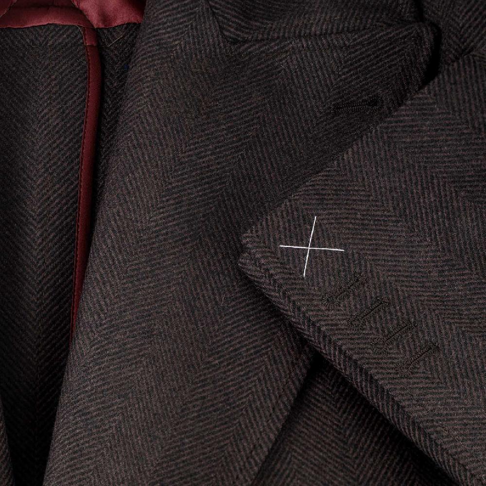 Rubinacci Vintage archive cappotto Ulster in lana spigato marrone Qualità Garantita