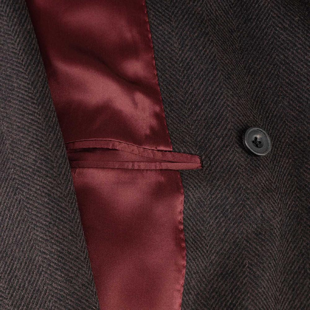 Rubinacci Vintage archive cappotto Ulster in lana spigato marrone Qualità Garantita