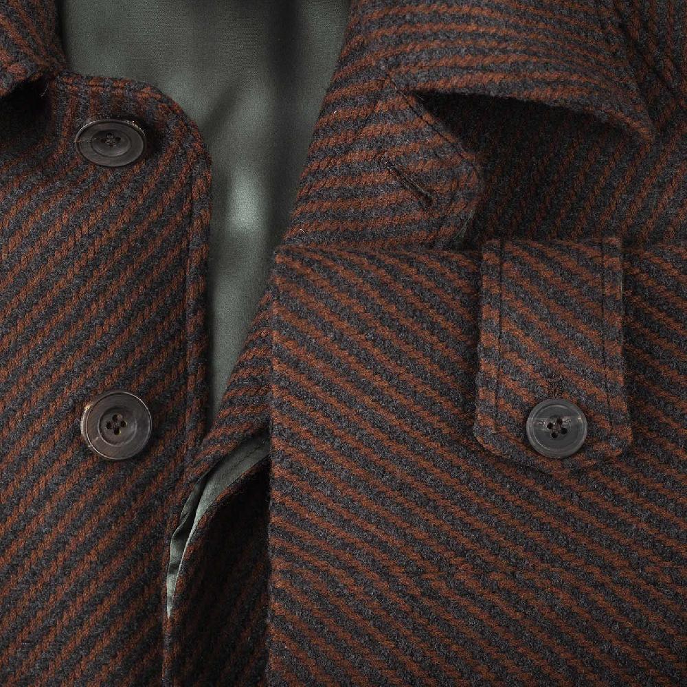 Rubinacci Vintage archive cappotto raglan in diagonale di lana skyfall marrone Consegna Veloce