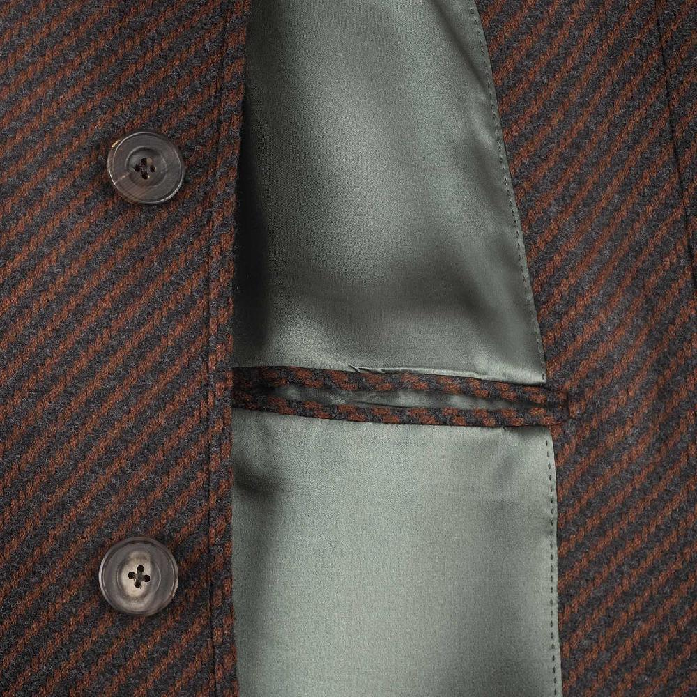 Rubinacci Vintage archive cappotto raglan in diagonale di lana skyfall marrone Consegna Veloce