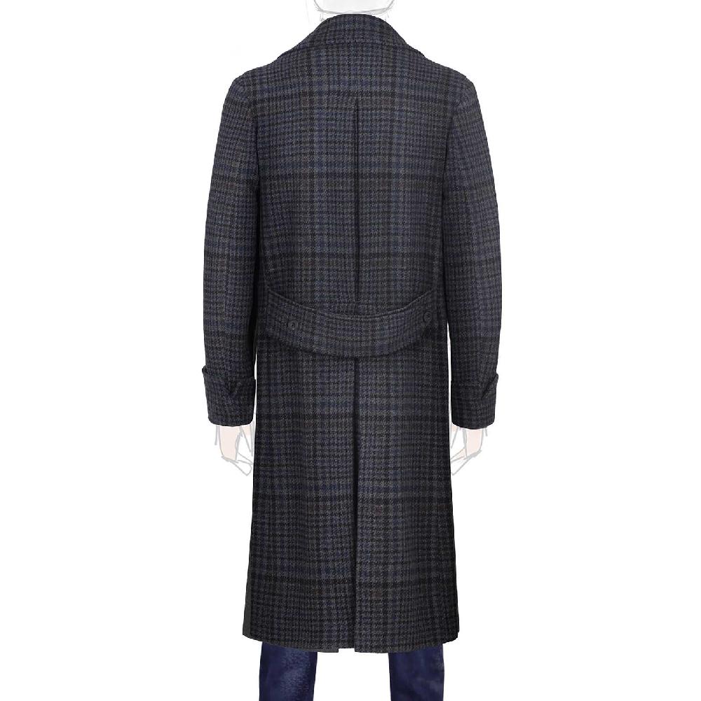 Rubinacci Vintage archive cappotto Ulster in lana e cashmere a quadri blu Fino Al -60%