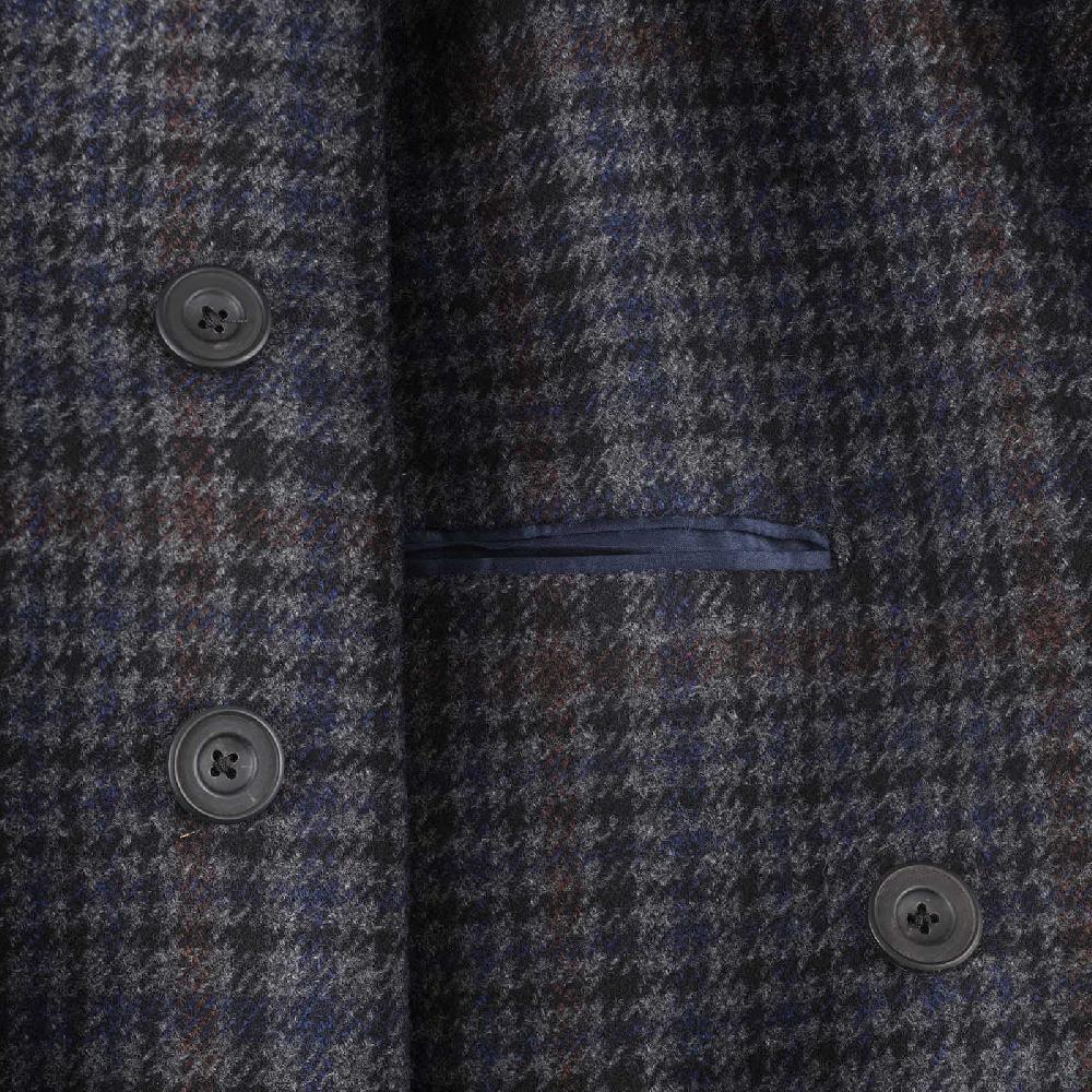 Rubinacci Vintage archive cappotto Ulster in lana e cashmere a quadri blu Fino Al -60%