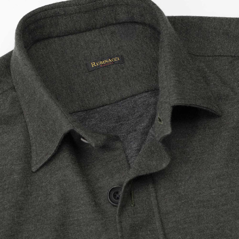 Rubinacci Overshirt in cashmere verde Saldi Di Fabbrica