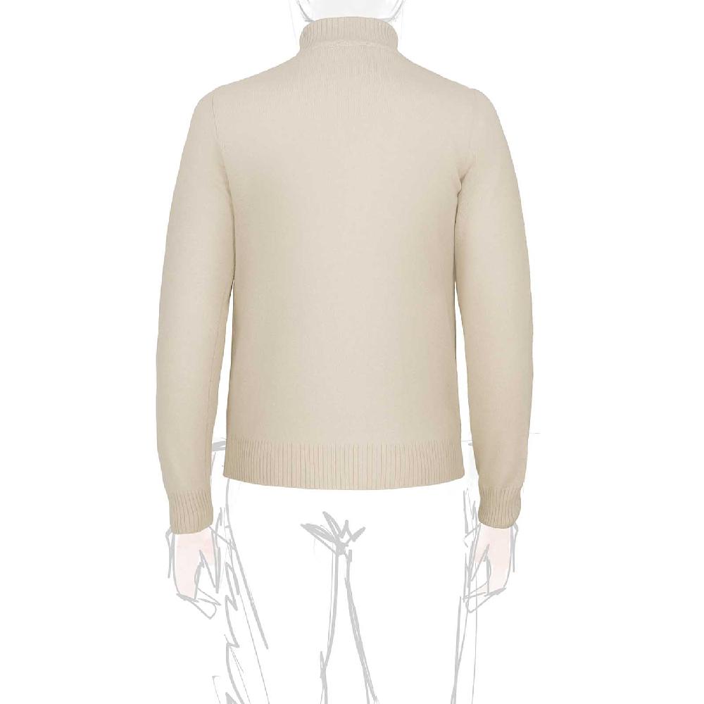 Rubinacci Collo alto in cashmere panna Offerta Pasqua