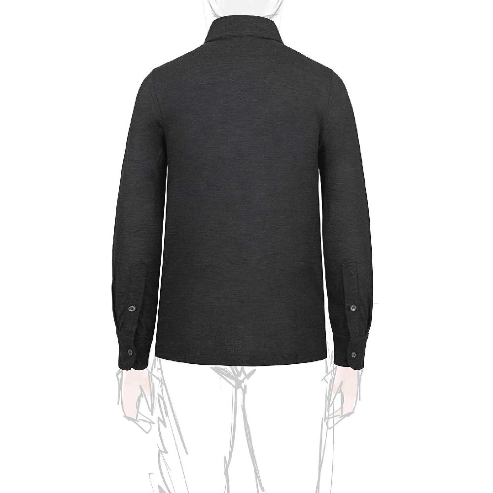 Rubinacci Camicia in piquet di lana grigio Smaltimento dello stoccaggio