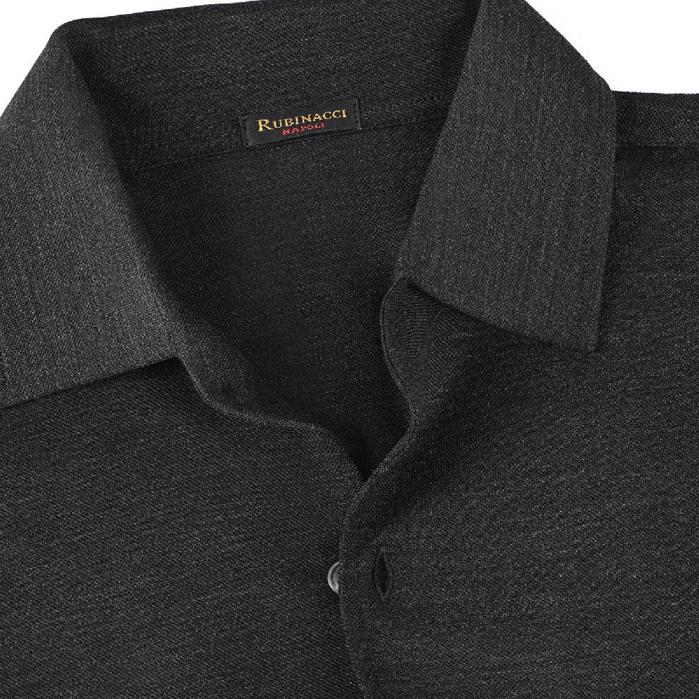 Rubinacci Camicia in piquet di lana grigio Smaltimento dello stoccaggio
