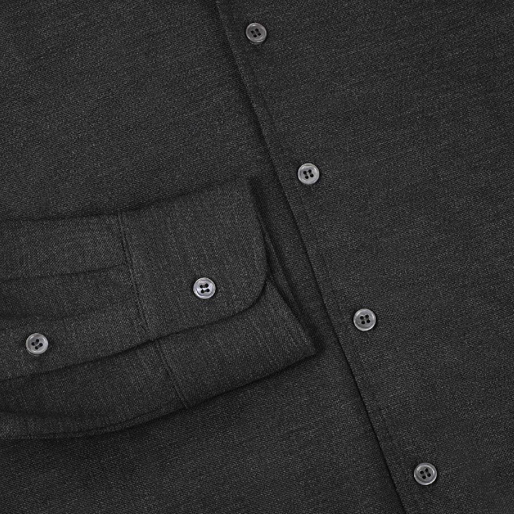Rubinacci Camicia in piquet di lana grigio Smaltimento dello stoccaggio