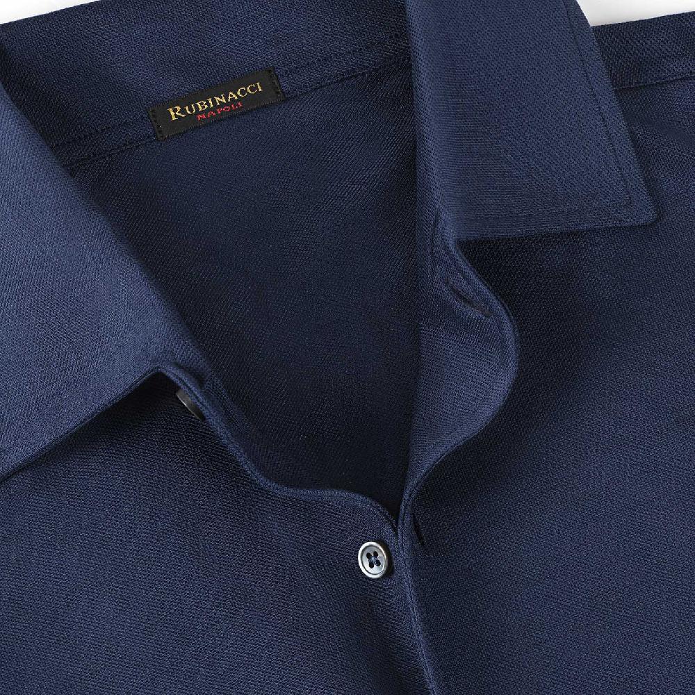 Rubinacci Camicia in piquet di lana blu Vendita calda