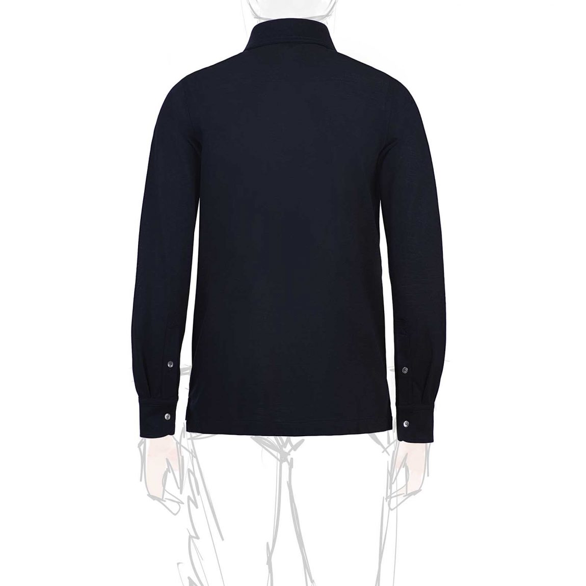 Rubinacci Camicia in piquet di lana blu navy Online Outlet