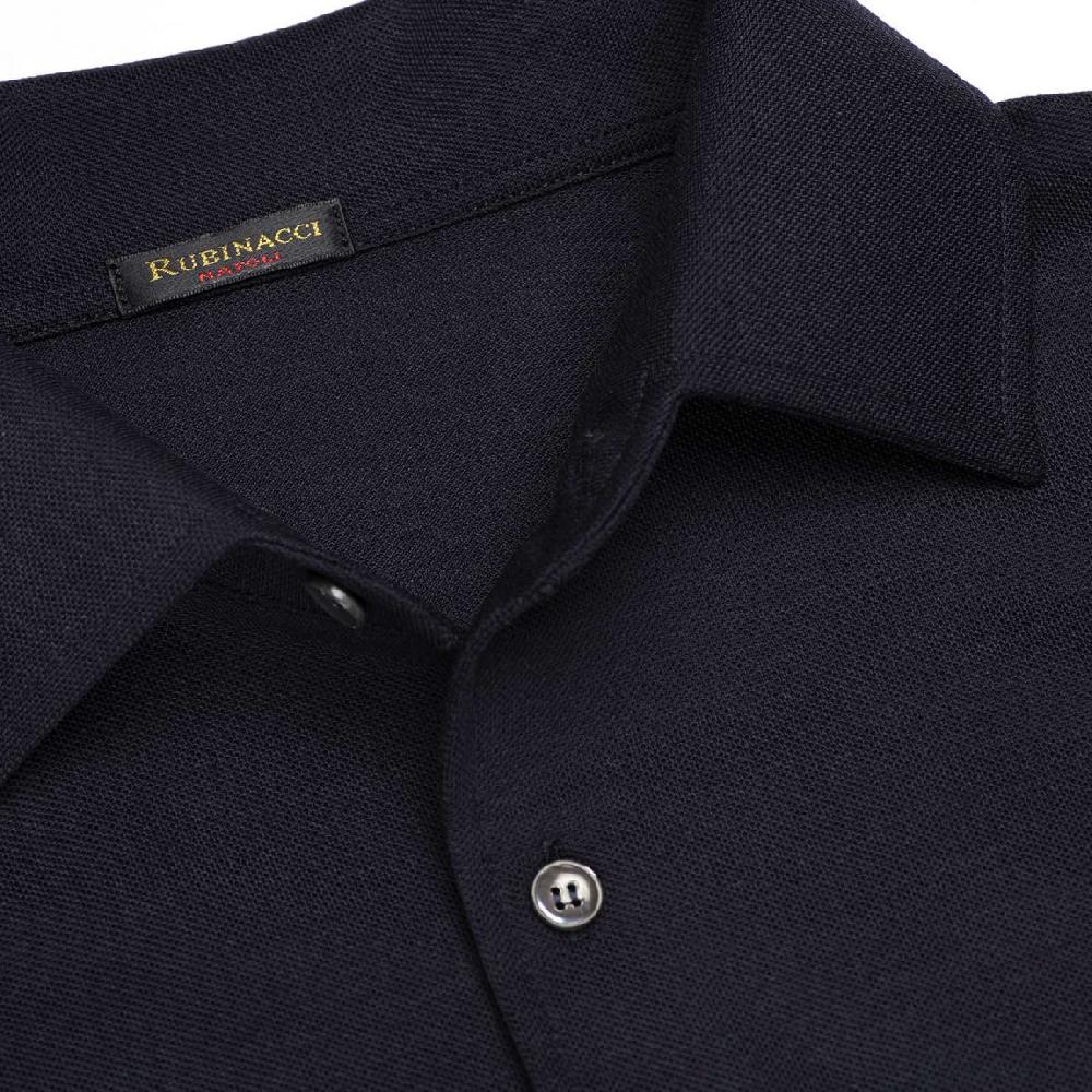 Rubinacci Camicia in piquet di lana blu navy Online Outlet