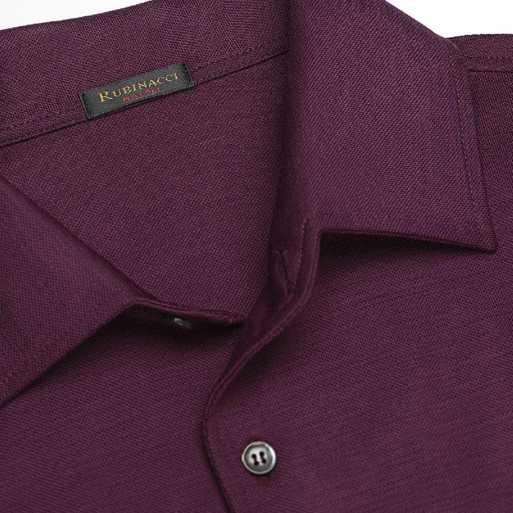 Rubinacci Camicia in piquet di lana bordeaux Offerta temporanea