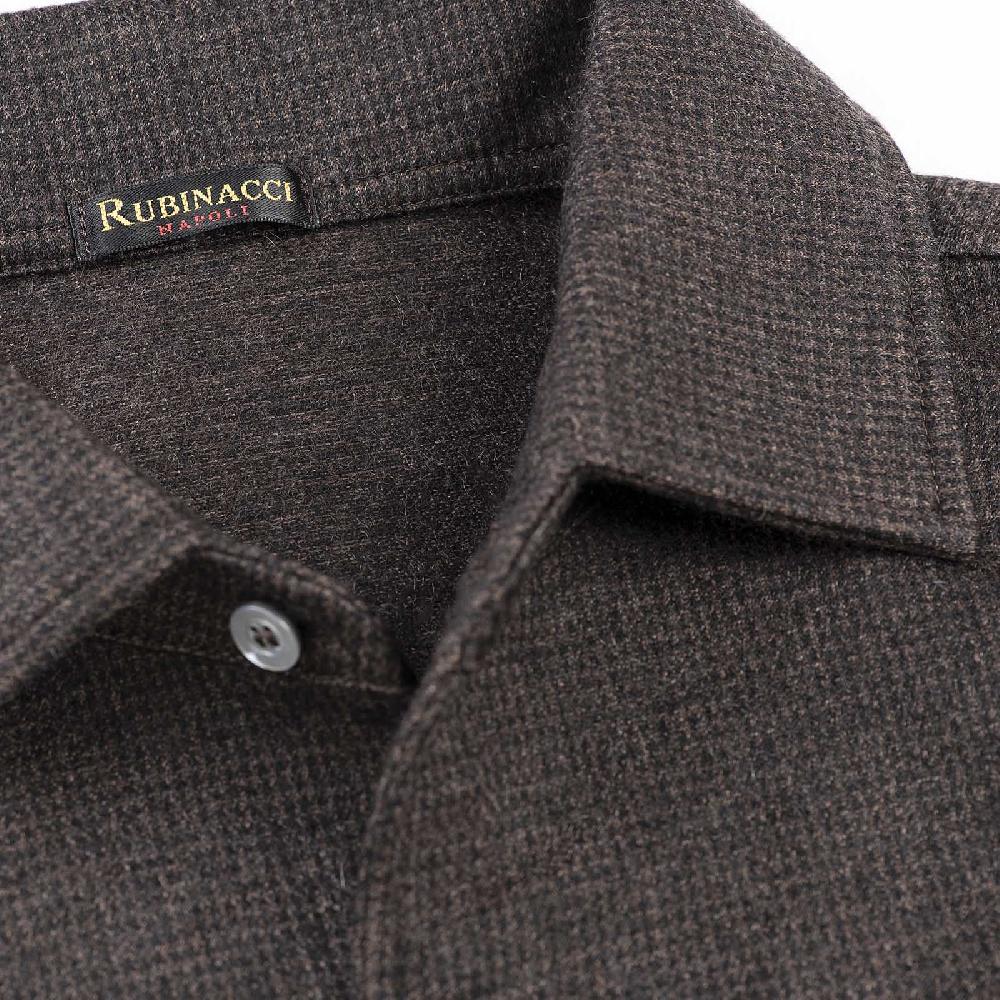 Rubinacci Camicia in cashmere a quadretti marrone e nero Offerte esclusive