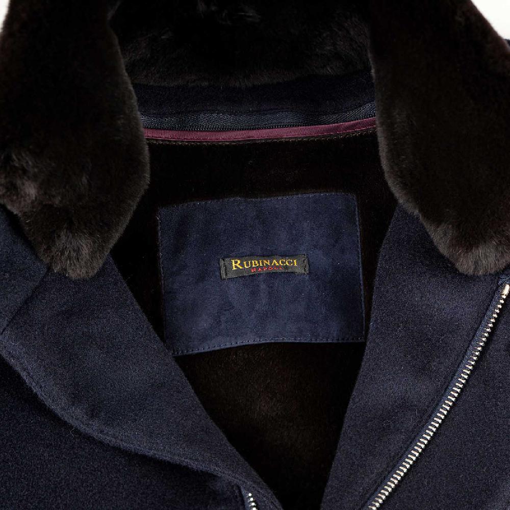 Rubinacci Giaccone lana e cashmere blu con pelliccia Bestseller