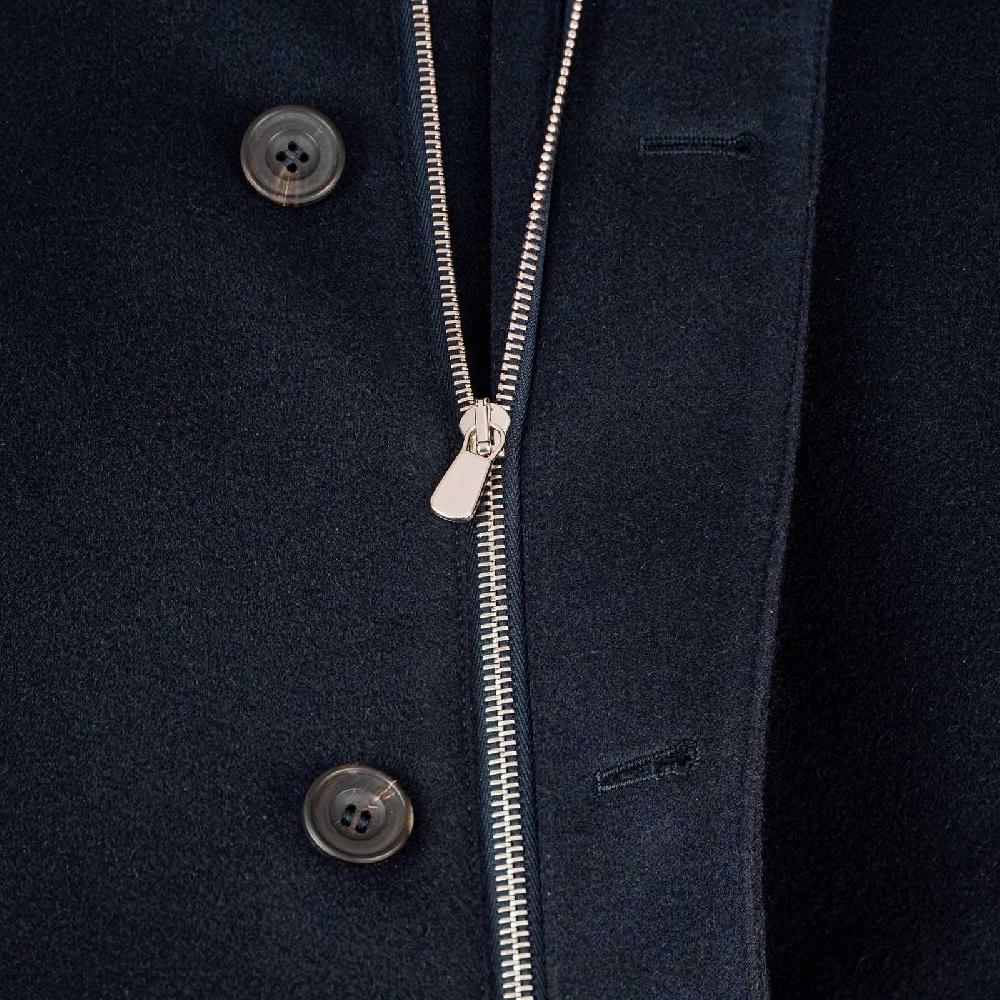 Rubinacci Giaccone lana e cashmere blu con pelliccia Bestseller